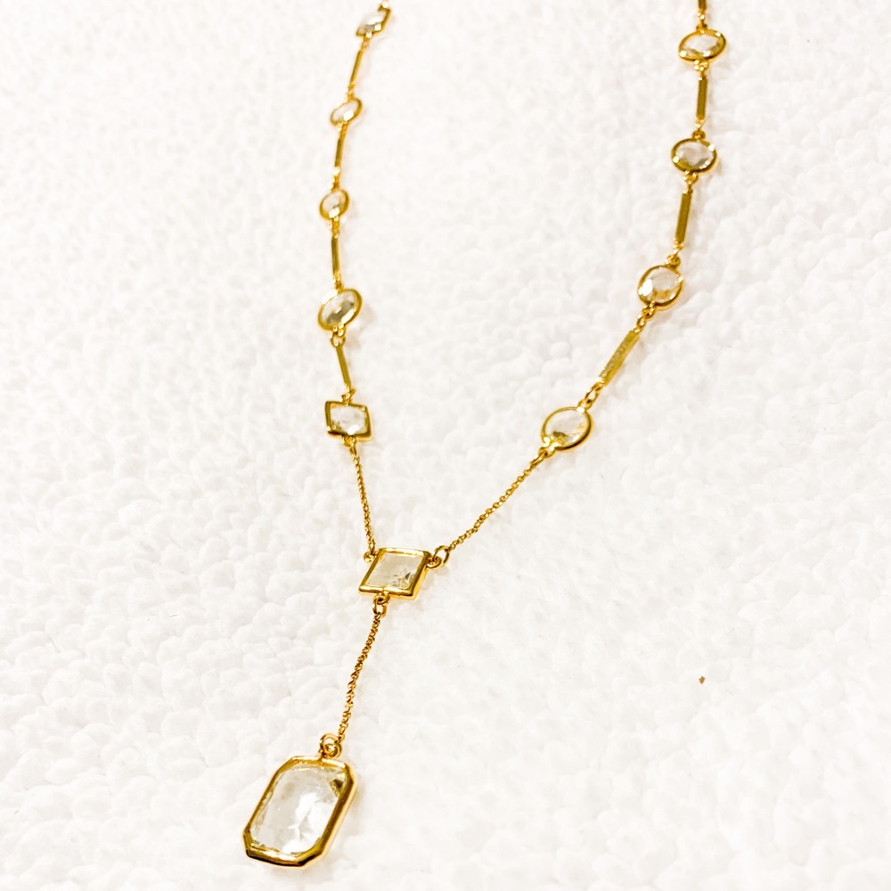 Kate Spade Y Shape Necklace | Gold + Clear